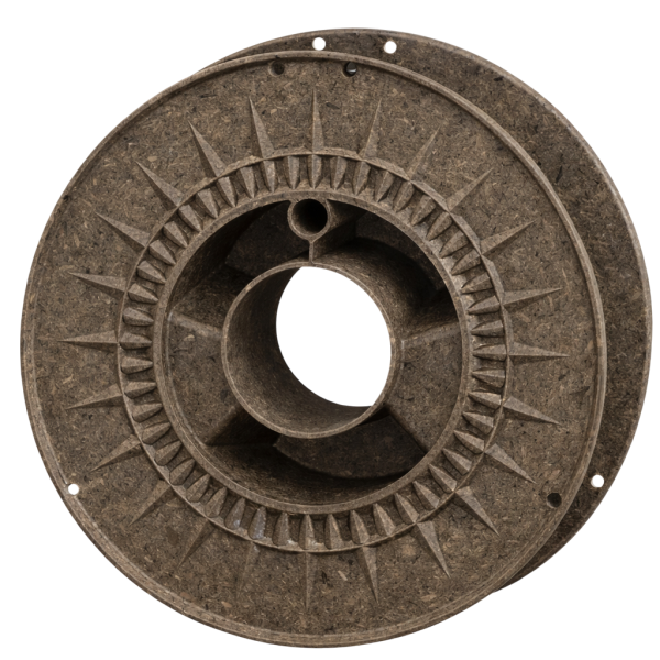 Plastová cívka filamentu – recyklát šedo-hnědá, typ 3D Sphynx